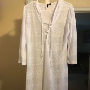 Portocruz White Sheer Beach Cover Up